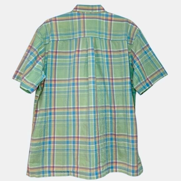 LL Bean Pastel Plaid Short Sleeve Button Down in Green/Blue/Purple/Peach Men’s L - Picture 6 of 8